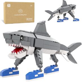 Shark Building Set, Italian brainrot Toy Viral Meme Shark Building Kit, Poseable Tralalero Tralala Toy for Kids Ages 6+, Creative Gift with Adjustable Jaw & Tail in Saudi Arabia