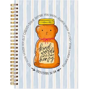 LADOCK Christian Honey Bear Notebook, Proverbs 16:24 Bible Journaling Notebook, Bible Spiral Notebook, Scripture Prayer Journal for Women, Christian Inspirational Gifts for Women, 5.5x8.3 in Kuwait