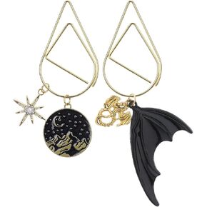 Fantasy Dragon Acotar Bookmark - 2 PCs Charm Fourth Wing Moon Mountain Metal Paperclips Bookmarks Gift for Reading Women Men Cool Gold Page Marker Merch for Book Lovers Novel Fans Student in Kuwait