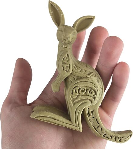 تمثال Kangaroo المنحوتة من الخشب-النحت الأسترالي الأسترالي الجرابي مع لهجات قبلية-مطبوعة ثلاثية الأبعاد في كندا in Kuwait