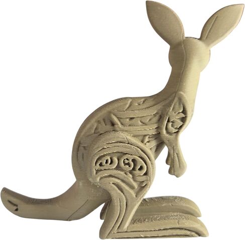 تمثال Kangaroo المنحوتة من الخشب-النحت الأسترالي الأسترالي الجرابي مع لهجات قبلية-مطبوعة ثلاثية الأبعاد في كندا in Kuwait