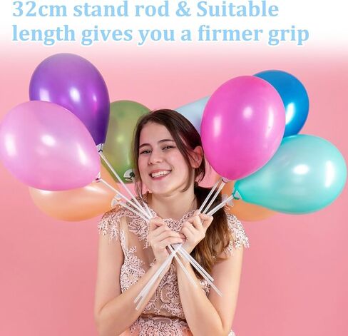 Cobee 20 PCS Palloon Holder عصي ، وعصي بالون بلاستيكي مع قواعد ، وعصي حامل البالون الطويل الأوزان لربط الذكرى السنوية لأقنعة البالون ، وأحزاب ، وحفلات الزفاف ، in Saudi Arabia