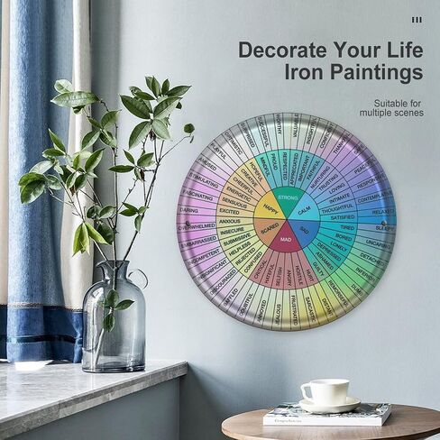 Therapist Gift Wheel of Feelings Emotions Chart Plaque Mental Health Emotional Learning Therapy Office Decor Art Kids Behavior Chart for School Classroom Counseling Home 6 inch round tin sign in Saudi Arabia