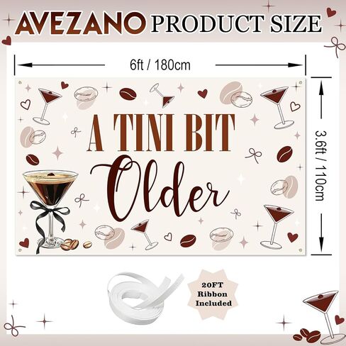 Avezano A Tini Bit Older Banner Espresso Martini Garland Glittery Birthday Decorations Banners for Tini Bar Theme Party Espresso Martini Party Bachelorette Party Supplies 70.8 x 43.3 Inch in Saudi Arabia