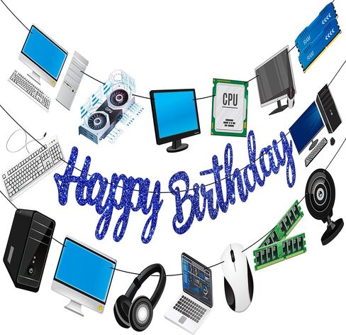 زخارف حفلة عيد ميلاد الكمبيوتر أسود زخارف لافتات عيد ميلاد سعيد للذكاء الذكاء موضوع عيد ميلاد حفلة استحمام الطفل in Saudi Arabia