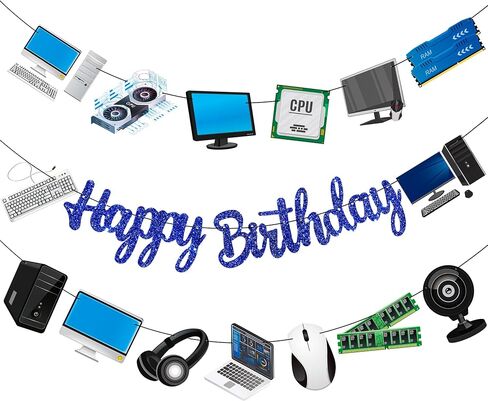 زخارف حفلة عيد ميلاد الكمبيوتر أسود زخارف لافتات عيد ميلاد سعيد للذكاء الذكاء موضوع عيد ميلاد حفلة استحمام الطفل in Saudi Arabia