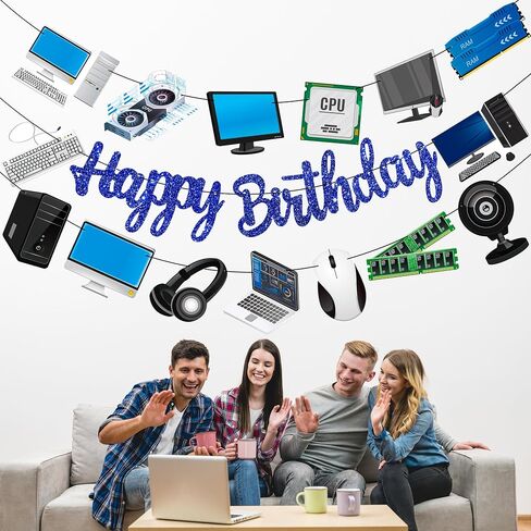 زخارف حفلة عيد ميلاد الكمبيوتر أسود زخارف لافتات عيد ميلاد سعيد للذكاء الذكاء موضوع عيد ميلاد حفلة استحمام الطفل in Saudi Arabia