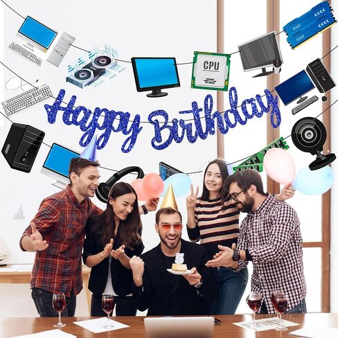 زخارف حفلة عيد ميلاد الكمبيوتر أسود زخارف لافتات عيد ميلاد سعيد للذكاء الذكاء موضوع عيد ميلاد حفلة استحمام الطفل in Saudi Arabia