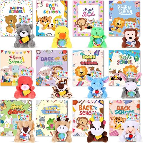 30 Pcs 15 Sets Back to School Mini Stuffed Animals Bulk with Cards First Day of School Mini Animal Plush Toy Soft Plush Doll for Party Favor Classroom Exchange Prizes in Saudi Arabia