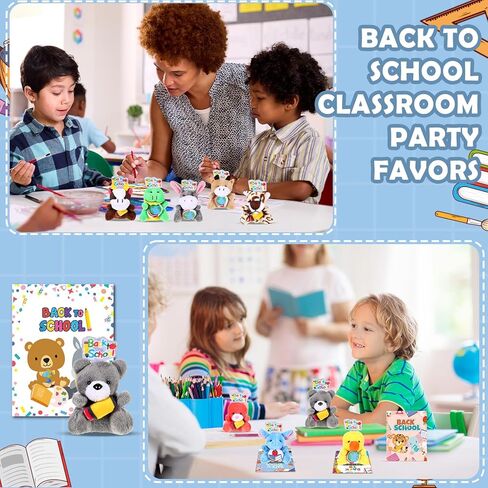 30 Pcs 15 Sets Back to School Mini Stuffed Animals Bulk with Cards First Day of School Mini Animal Plush Toy Soft Plush Doll for Party Favor Classroom Exchange Prizes in Saudi Arabia