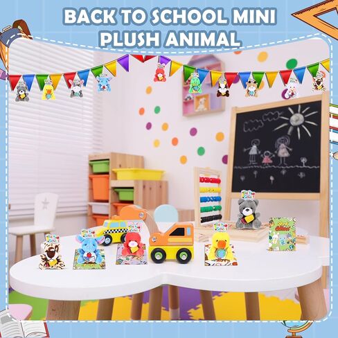 30 Pcs 15 Sets Back to School Mini Stuffed Animals Bulk with Cards First Day of School Mini Animal Plush Toy Soft Plush Doll for Party Favor Classroom Exchange Prizes in Saudi Arabia