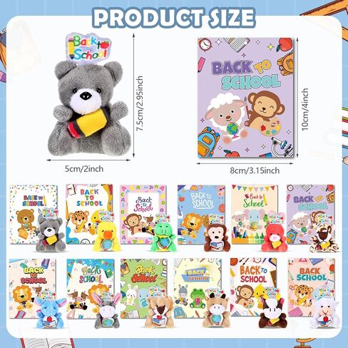 30 Pcs 15 Sets Back to School Mini Stuffed Animals Bulk with Cards First Day of School Mini Animal Plush Toy Soft Plush Doll for Party Favor Classroom Exchange Prizes in Saudi Arabia