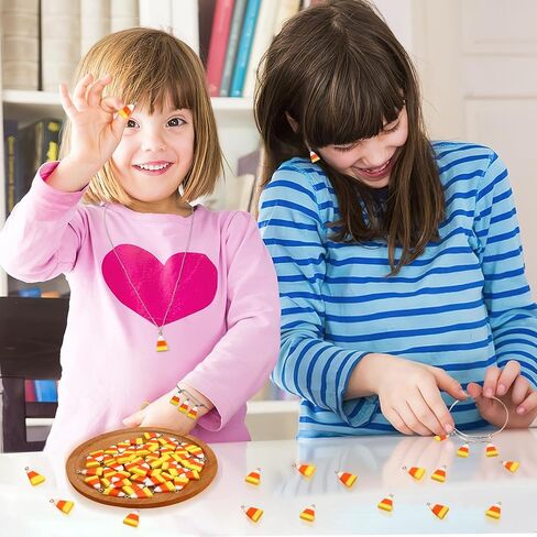 Jansun 70pcs Resin Candy Corn Charms, Halloween Fake Corn Beads Pendant for Jewelry Making Keychains Necklace Earring Crafts DIY Supplies in Saudi Arabia