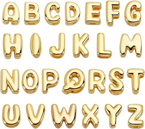 AHANDMaker 26 PCS 18K REAL GOLD LETTER LETTER BRASS A-Z ALPHABET BEADS ، PENDANTARS FORNALS DANGLE SHARMS FOR in Saudi Arabia