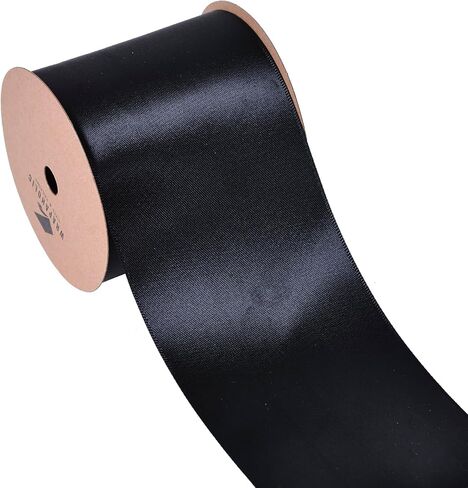 WRAPAHOLIC 10 Yards x 3 Inches Black Double Face Satin Ribbon, Polyester Cotton Ribbon Perfect for Christmas,Floral Bouquets, Gift Wrapping, Birthday, Wedding Invitation Card, Craft DIY, Party in Saudi Arabia