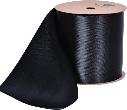 WRAPAHOLIC 10 Yards x 3 Inches Black Double Face Satin Ribbon, Polyester Cotton Ribbon Perfect for Christmas,Floral Bouquets, Gift Wrapping, Birthday, Wedding Invitation Card, Craft DIY, Party in Saudi Arabia