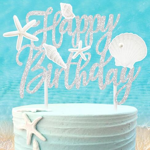 Starfish Seashell Cake Topper Coastal Beach Birthday Cake Decorations Sea Shell Cake Picks Ocean Coastal Nautical Party Decorations for Under The Sea Mermaid Baby Shower Supplies in Saudi Arabia