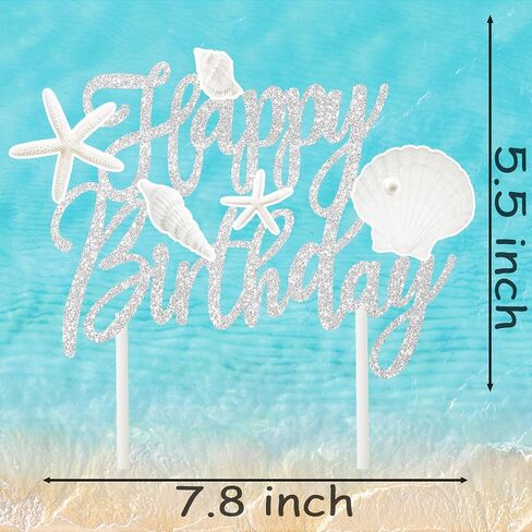 Starfish Seashell Cake Topper Coastal Beach Birthday Cake Decorations Sea Shell Cake Picks Ocean Coastal Nautical Party Decorations for Under The Sea Mermaid Baby Shower Supplies in Saudi Arabia