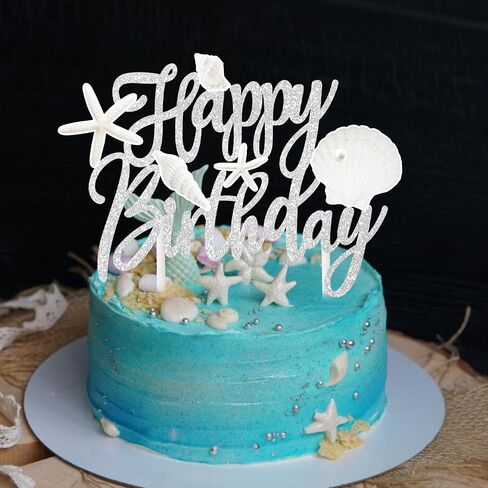 Starfish Seashell Cake Topper Coastal Beach Birthday Cake Decorations Sea Shell Cake Picks Ocean Coastal Nautical Party Decorations for Under The Sea Mermaid Baby Shower Supplies in Saudi Arabia