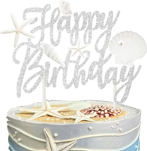 Starfish Seashell Cake Topper Coastal Beach Birthday Cake Decorations Sea Shell Cake Picks Ocean Coastal Nautical Party Decorations for Under The Sea Mermaid Baby Shower Supplies in Saudi Arabia