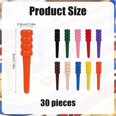 30pcs progs wooden cribbage progs تناسب الثقوب 1/8 بوصة ، استبدال دبابيس اللعبة الفريدة الطويلة ، دبابيس لعبة مدبب للملحقات جزء من لوحة سرير الخشب (10 ألوان) in Saudi Arabia