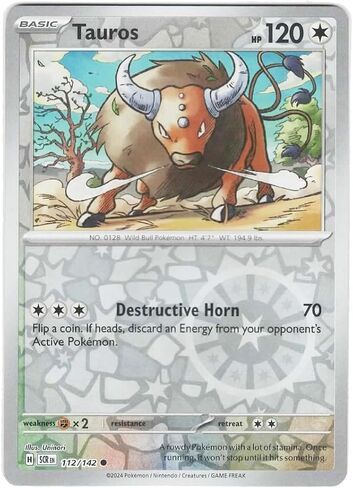 Pokemon - Tauros 112/142 - FOIL العكسي التاج النجمي - بطاقة واحدة in Saudi Arabia