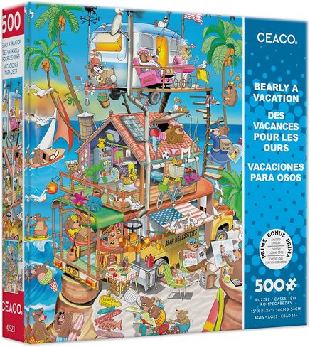 Ceaco - RJ Crisp - Bearly a Vacation - 500 Piece Jigsaw Puzzle - Relaxing and Fun Activity for Adults in Saudi Arabia