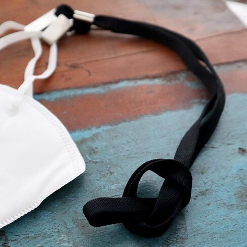 25 Pack - Face Mask Lanyards - أشرطة رقبة مريحة متميزة للتذاكر ، حاملي شارات - Twist Free 2 Hook Design (1 في كل نهاية) لشارات الأحداث الخاصة وبيانات الاعتماد وحاملي التذاكر (أسود) in Kuwait