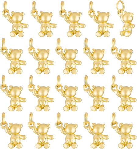 chgcraft 20pcs سحر الدب الذهبي الدب سحر سبيكة معلقة مع حلقات القفز لمجوهرات DIY Making Kit ، 0.53x0.53x0.inch in Saudi Arabia