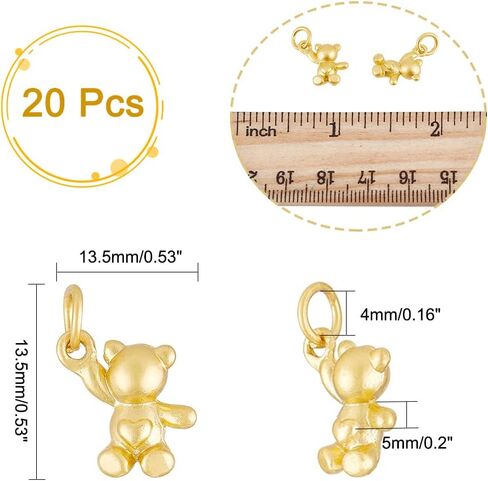 chgcraft 20pcs سحر الدب الذهبي الدب سحر سبيكة معلقة مع حلقات القفز لمجوهرات DIY Making Kit ، 0.53x0.53x0.inch in Saudi Arabia