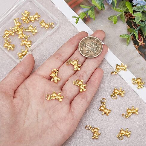 chgcraft 20pcs سحر الدب الذهبي الدب سحر سبيكة معلقة مع حلقات القفز لمجوهرات DIY Making Kit ، 0.53x0.53x0.inch in Saudi Arabia