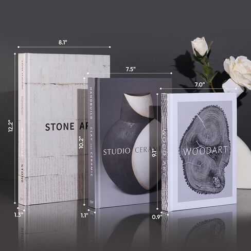 Decorative Books for Home Decor, Set of 3 Sizes Faux Books, Book Decor for Living Room, Office, Bookshelf, Coffee Table Decoration, Modern Stacked Display in Saudi Arabia