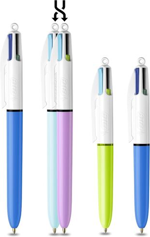 BIC 4 COLORS FAMILY PEN PACK من أقلام نقطة السحب القابلة للسحب بأربعة ألوان حبر ، مجموعة من 4 (2 MINI ، 2 الأصل) in Saudi Arabia