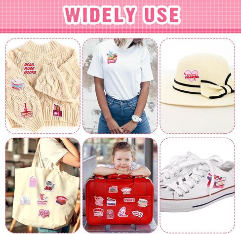 VioraWhite 48 Pcs Bookish Iron on Patches Pink Book Lover Bookworm Back to School Sew on Embroidery Applique Sewing Cookie Patches Book Club Reading Gifts for Clothing Jeans Hats DIY Craft Accessory in Saudi Arabia