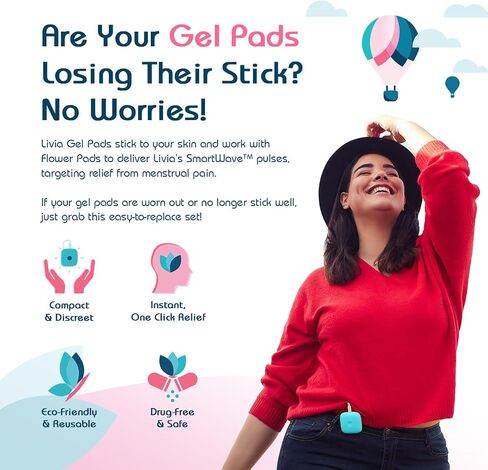 Livia Flower Pads, 1 Set Electrodes - Stick-on Pads for Period Cramps - Requires Livia Portable Device to Deliver Menstrual Pain Relief Support in 30-60 Seconds - Comfortable, Lightweight, Discreet in Saudi Arabia