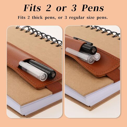 6 Pcs Elastic Notebook Band Holders, Adjustable Elastic Band Pen Holder, Detachable PU Leather Pen Sleeve Pouch Journal Pencil Holder, for Notebook Planners Binders Books (Hold 2 Pens) in Saudi Arabia