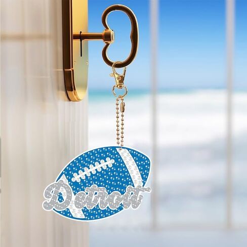 9 Pcs Football Diamond Painting Kits DIY Double Sided Diamond Art Keychains Hanging Ornament Kits Fans Gift for Buffalo Art Craft in Saudi Arabia
