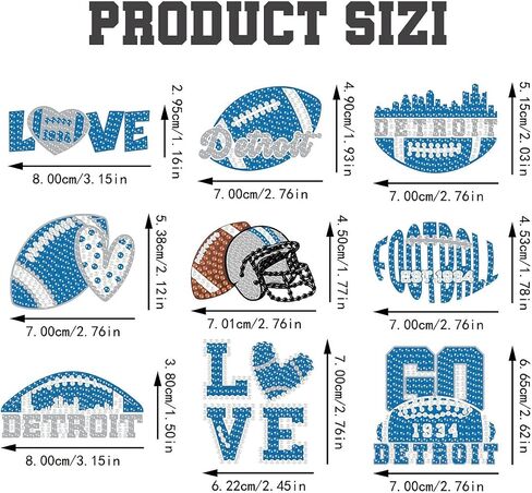 9 Pcs Football Diamond Painting Kits DIY Double Sided Diamond Art Keychains Hanging Ornament Kits Fans Gift for Buffalo Art Craft in Saudi Arabia