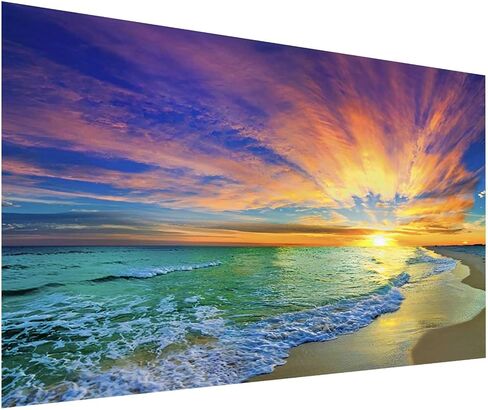 Diamond Painting Kits for Adults,Large Sunset Ocean Beach Diamond Art Painting for Beginners, Diamond Round 5D Full Drill Paint with Diamonds Pictures Gem Art Painting Kits DIY Crafts Kits 28X16in in Kuwait
