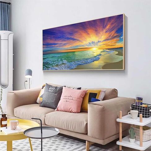 Diamond Painting Kits for Adults,Large Sunset Ocean Beach Diamond Art Painting for Beginners, Diamond Round 5D Full Drill Paint with Diamonds Pictures Gem Art Painting Kits DIY Crafts Kits 28X16in in Kuwait