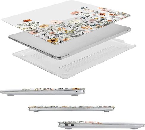 MOSISO Compatible with MacBook Air 13 inch Case 2022-2019, 2018 Release A2337 M1 A2179 A1932, Plastic Garden Flowers Hard Shell&Keyboard Cover&Screen Protector&Bag with Small Case, Transparent&Black in Saudi Arabia