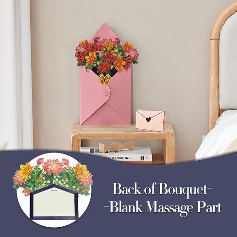 البطاقات المنبثقة للزهور ، بطاقات المعايدة المنبثقة في ديزي فلاور باقة مع مظروف ، بطاقات تهنئة ثلاثية الأبعاد ، بطاقات هدايا عيد ميلاد ، شكرا لك ، احصل على بطاقات جيدة in Kuwait