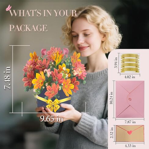 البطاقات المنبثقة للزهور ، بطاقات المعايدة المنبثقة في ديزي فلاور باقة مع مظروف ، بطاقات تهنئة ثلاثية الأبعاد ، بطاقات هدايا عيد ميلاد ، شكرا لك ، احصل على بطاقات جيدة in Kuwait