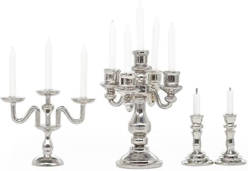 Odoria 1/12 Miniature Candle Holder Candlestick Candelabra 3Pcs Dollhouse Accessories in Saudi Arabia