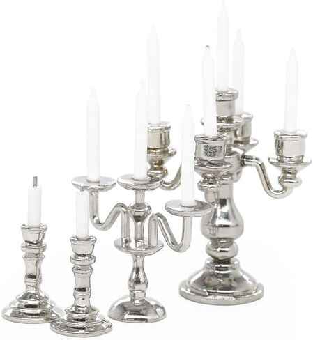 Odoria 1/12 Miniature Candle Holder Candlestick Candelabra 3Pcs Dollhouse Accessories in Saudi Arabia