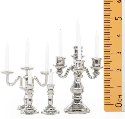 Odoria 1/12 Miniature Candle Holder Candlestick Candelabra 3Pcs Dollhouse Accessories in Saudi Arabia