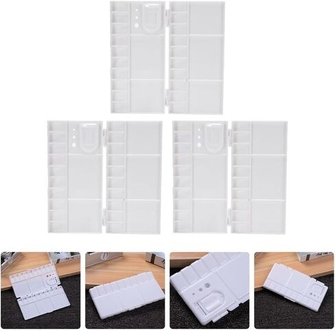 HOMSFOU 3pcs Watercolor Pigment Box Lid Plastic Palette for Artists Color Fixing Plate for Painting for Students and Professionals Versatile Art Supply Case in Saudi Arabia
