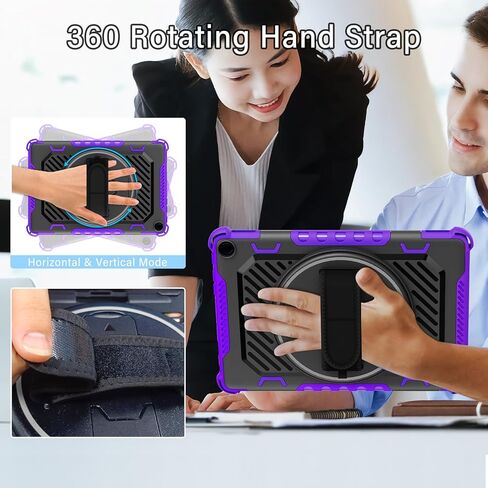 حافظة ROISKIN 360 بحزام يد بمسند لإصدار 2023 حافظة كمبيوتر لوحي Fire HD 10 (تناسب الجيل الثالث عشر، لا تناسب الجيل الحادي عشر/التاسع/السابع) أيضًا لهاتف Sony Nokia iPhone بطبقة مزدوجة مقاومة للصدمات in Kuwait