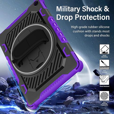 حافظة ROISKIN 360 بحزام يد بمسند لإصدار 2023 حافظة كمبيوتر لوحي Fire HD 10 (تناسب الجيل الثالث عشر، لا تناسب الجيل الحادي عشر/التاسع/السابع) أيضًا لهاتف Sony Nokia iPhone بطبقة مزدوجة مقاومة للصدمات in Kuwait