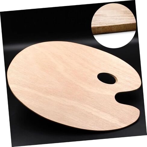 Homsfou Wooden Oval Color Mixing -صينية طلاء فنية ودية لزيت الأكريليك والتصميم الخفيف للألوان المائية للطلاب والفنانين في المدرسة والاستخدام المنزلي in Saudi Arabia
